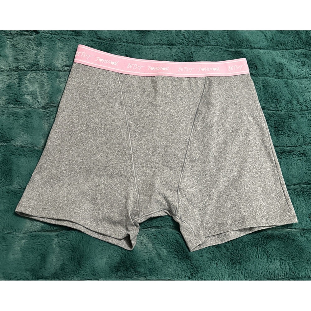 Betsey Johnson Women Size XL 1 Pair Boyshort Logo Panties Gray